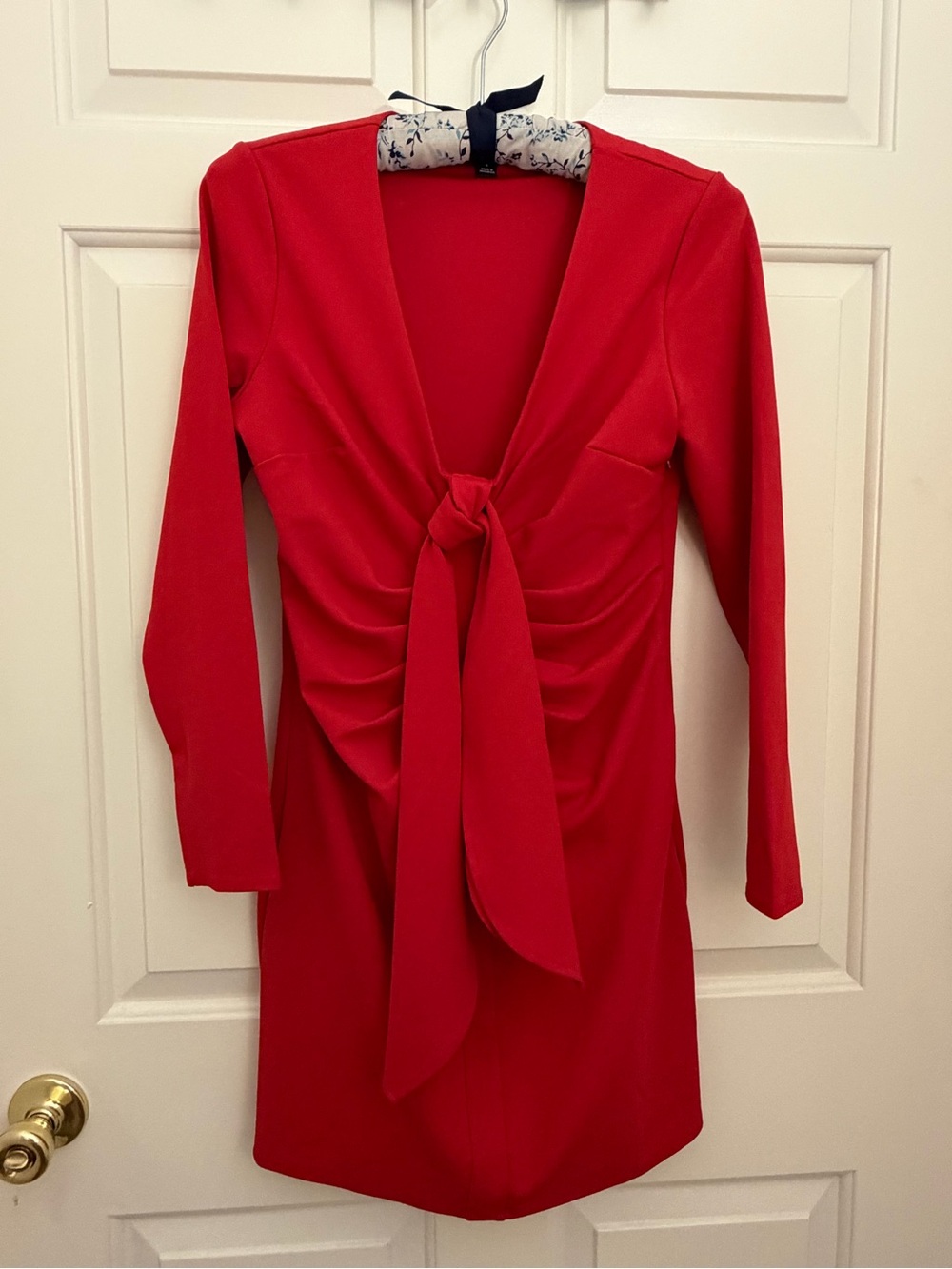 INC International Concepts Red Long Sleeve Tie-Front Dress